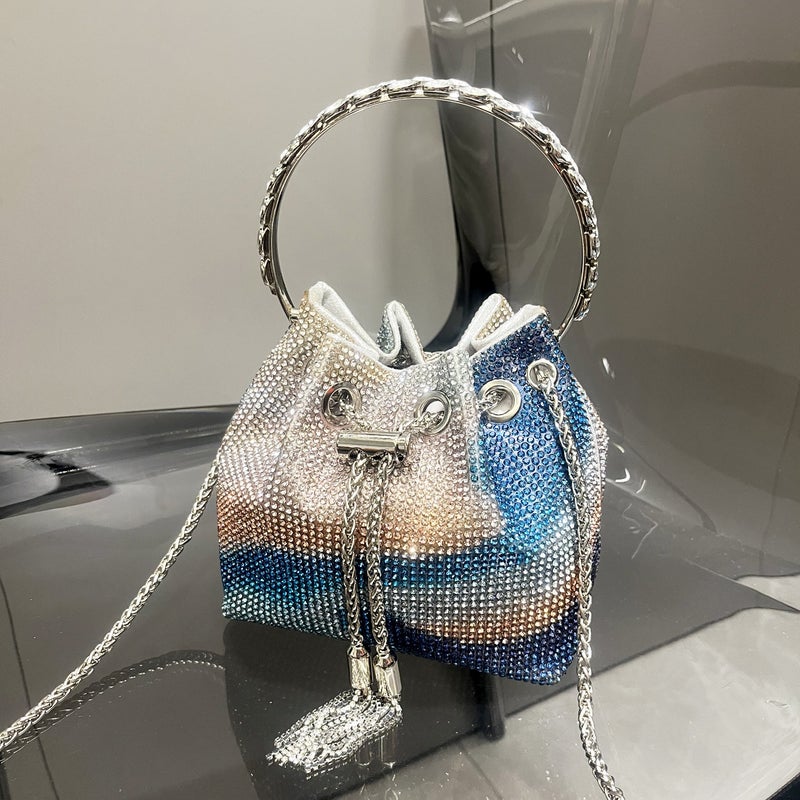 Women'S Bag Portable Shiny Colored Diamond Evening Bag Women'S Handbag Handmade Rhinestone Bucket Bag Full Of Diamonds - Image 1