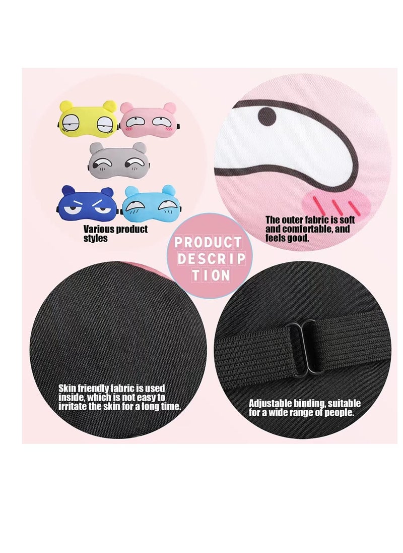 SUNSAR - 5PCS Cute Eye Mask for Sleeping, Sleep Mask for Side Sleeper, Soft Lightweight Night Sleep Eye Masks for Women, Men for Travel, Sleep - Image 1