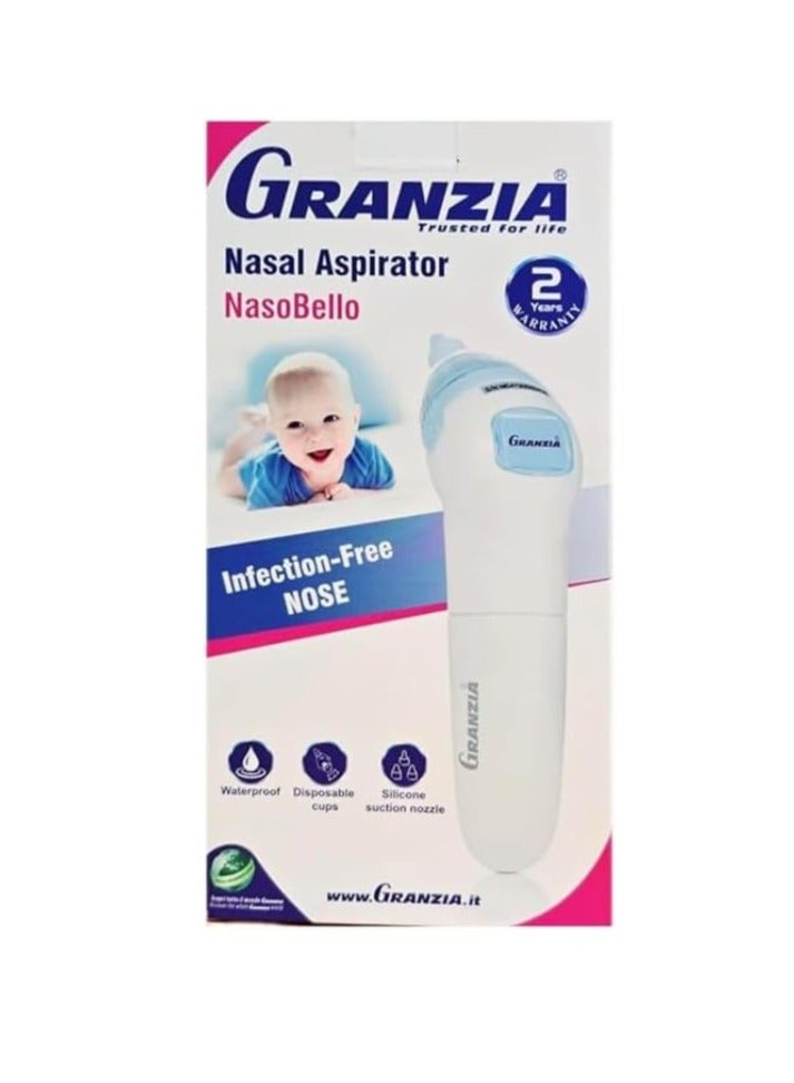  جرانزيا جهاز شفاط أنف كهربائي للأطفال Granzia NasoBello – آمن ولطيف مع فوهة سيليكون، مقاوم للماء وسهل التنظيف مع أكواب يمكن التخلص منها - Image 1