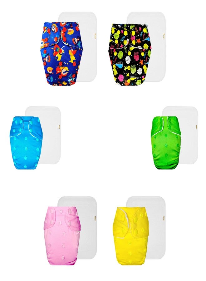 Dumbledo Premium Cloth Diaper with Cotton Insert (Pack of 6) | Hypoallergenic | Reusable & Washable | Travel Friendly | All-Day Wear | 3 Months - 3 Years | Unisex Baby - Image 1