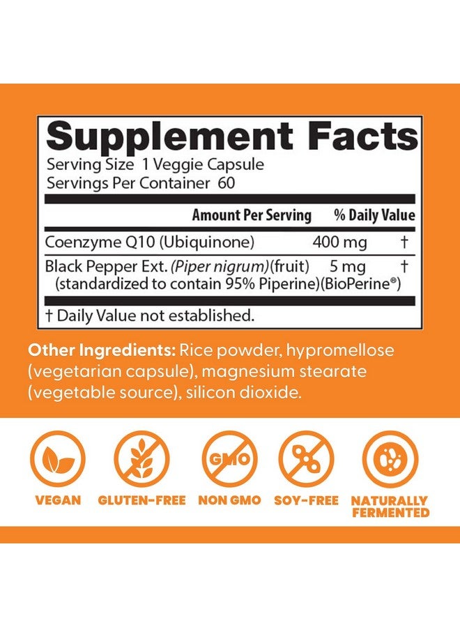 Doctor's Best Doctors Best High Absorption CoQ10, Heart & Energy Support, USP Verified, Naturally Fermented CoQ10, Non-GMO, Gluten Free, Soy Free, Vegan 60 Veggie Caps - Image 2