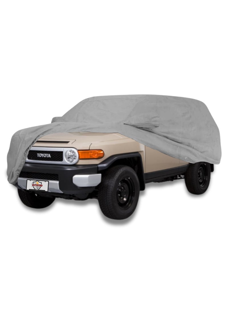 Zipporah All Weather Premium Lightweight 6-Layers Protective Car Cover 210T Compatible for 2005-2022 Toyota FJ Cruiser  with Left Driver Side Door Zipper, Security Lock and Mirror Pockets - Image 1