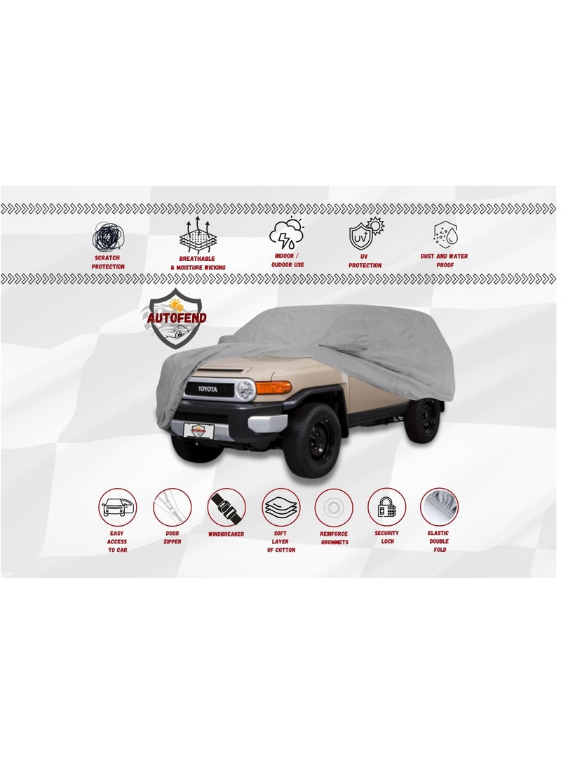 Zipporah All Weather Premium Lightweight 6-Layers Protective Car Cover 210T Compatible for 2005-2022 Toyota FJ Cruiser  with Left Driver Side Door Zipper, Security Lock and Mirror Pockets - Image 3