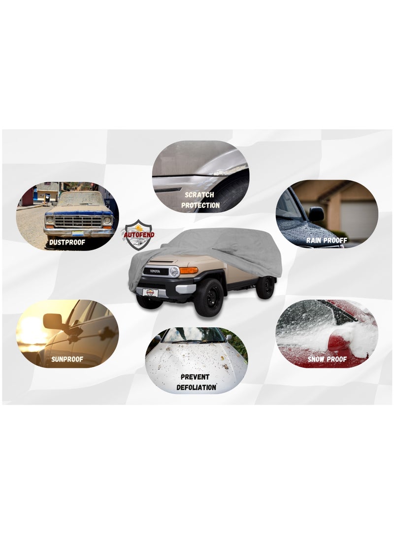Zipporah All Weather Premium Lightweight 6-Layers Protective Car Cover 210T Compatible for 2005-2022 Toyota FJ Cruiser  with Left Driver Side Door Zipper, Security Lock and Mirror Pockets - Image 4