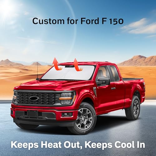 EcoNour غطاء زجاج أمامي للسيارة EcoNour لفورد F-150 2022-2024 2025 مع حقيبة تخزين - واقي زجاج أمامي ضد الأشعة فوق البنفسجية وحرارة الشمس - ملحقات داخلية تناسب فورد F-150 - Image 2