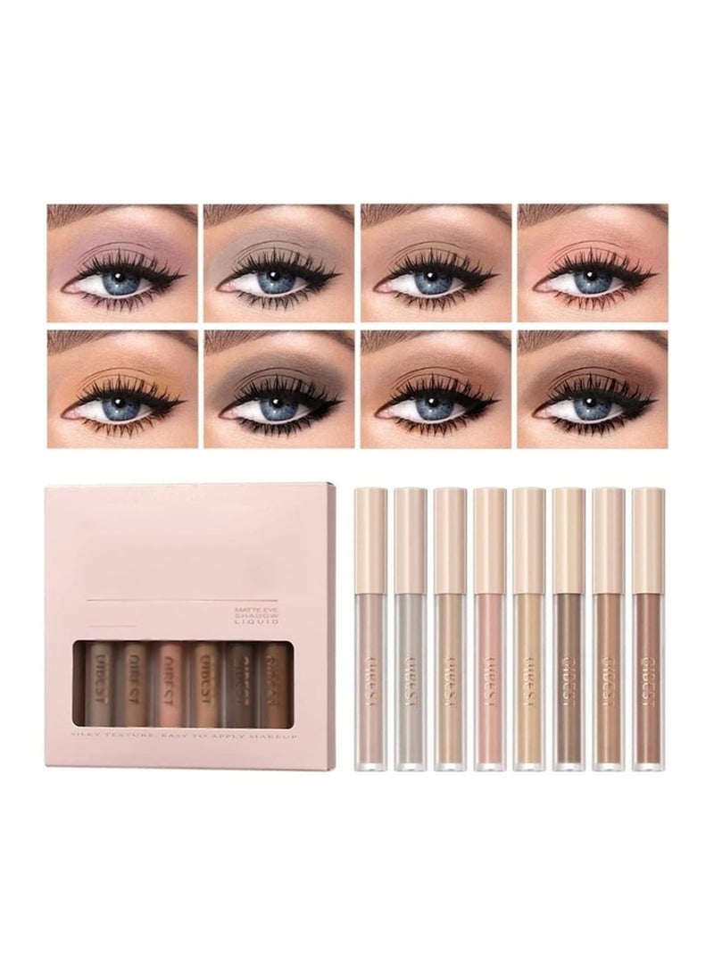 KASTWAVE Eyeshadow 8 Colours Matte Liquid Eyeshadow Set Velvet Highly Pigmented y Black Nude Eyeshadow Long Lasting Quick Drying Eye Shadow Make Up Kits - Image 1