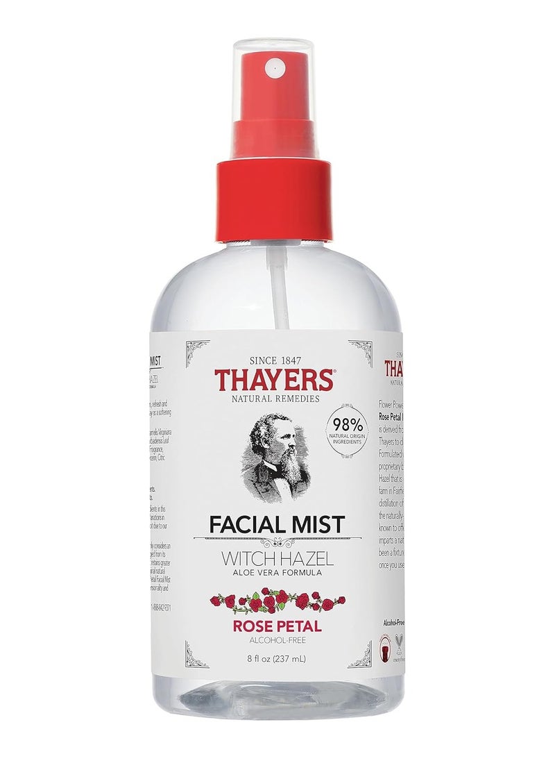 THAYERS Thayers Alcohol-Free Witch Hazel Facial Mist Toner with Aloe Vera, Rose Petal, Soothing and Hydrating, For All Skin Types, 8 oz  - Image 1