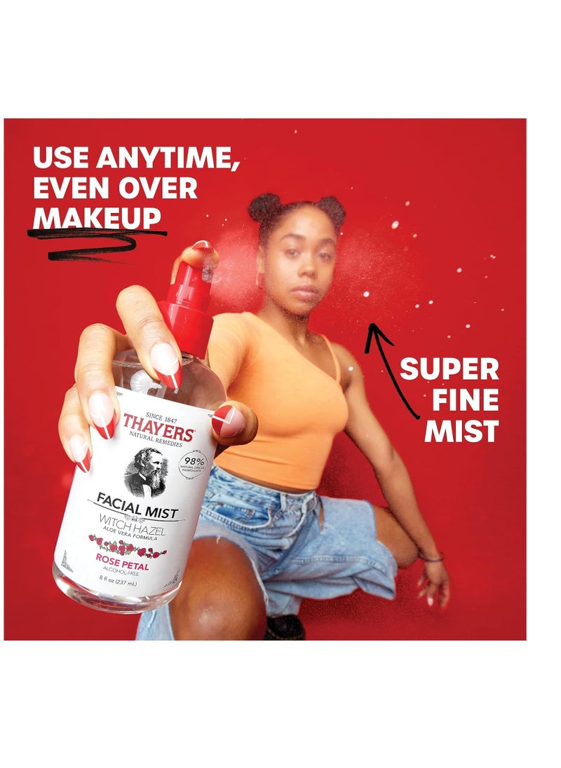 THAYERS Thayers Alcohol-Free Witch Hazel Facial Mist Toner with Aloe Vera, Rose Petal, Soothing and Hydrating, For All Skin Types, 8 oz  - Image 2