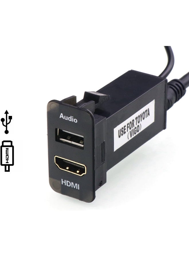 Timloon HDMI Socket Mount Cable +USB Audio Input Use for Toyota FTHD - Image 1