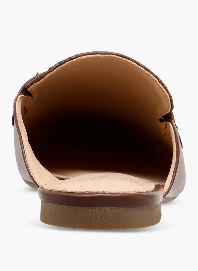 Flora Bella By Shoexpress Monogram Embossed Mules with Metal Accent