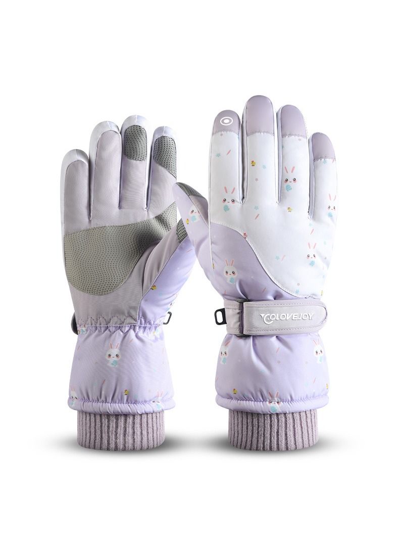 Golovejoy Women's Warm Plush Windproof And Cold Proof Lovely Gloves 