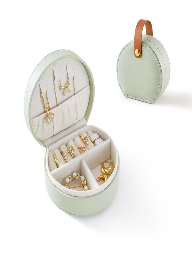 CASEGRACE Small Travel Jewelry Case, Portable Jewelry Organizer Box for Necklace Rings Earrings, Travel Essentials Jewelry Storage for Women Girls, Green - Image 1