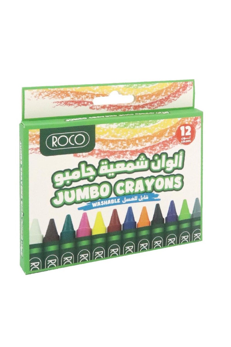 روكو أقلام شمع جامبو ألوان متنوعة ١٢ لونًا - Image 1