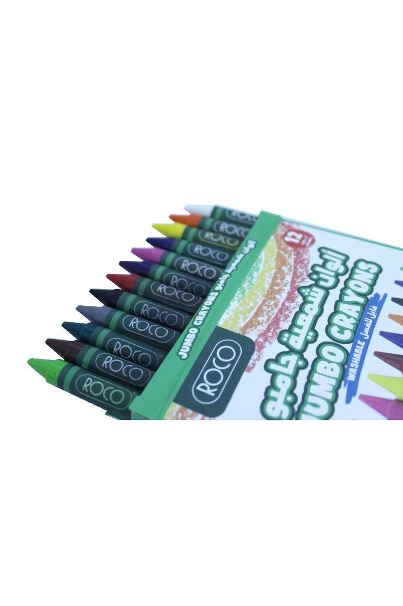 روكو أقلام شمع جامبو ألوان متنوعة ١٢ لونًا - Image 2