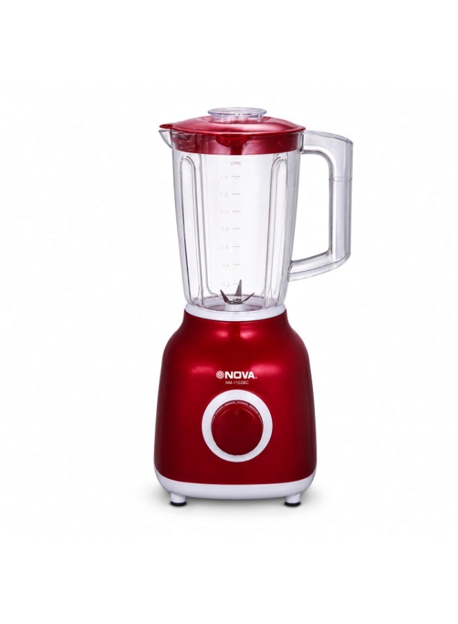 NOVA NM-1102BG Blender 600W with 1.6L Jar & Dry Grinder, Red - Image 1