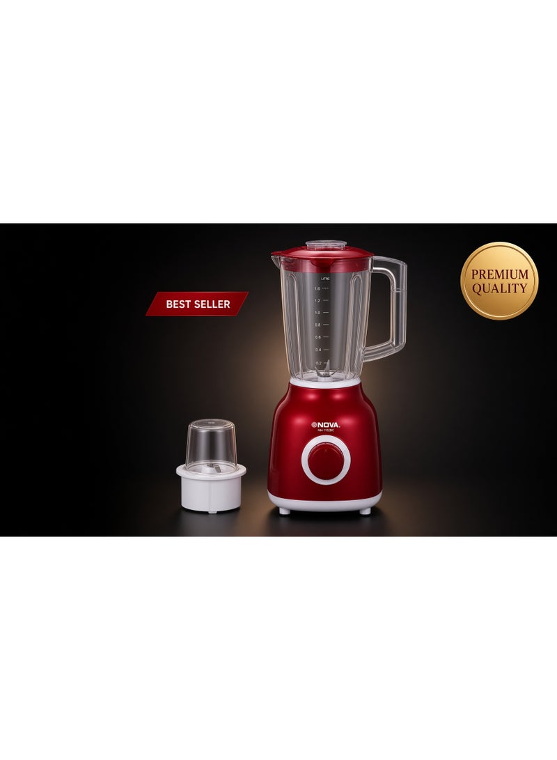 NOVA NM-1102BG Blender 600W with 1.6L Jar & Dry Grinder, Red - Image 4