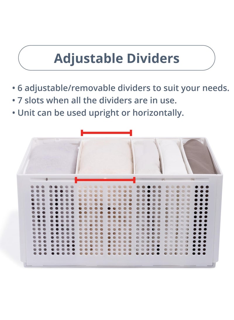 Zikra Closet Organizer, Storage Bin Container with Removable Dividers for Wardrobe & Drawers, Clothes Organizer, Office Organization, Pantry Organizer, Sturdy, Stackable & Foldable, Medium - Image 4