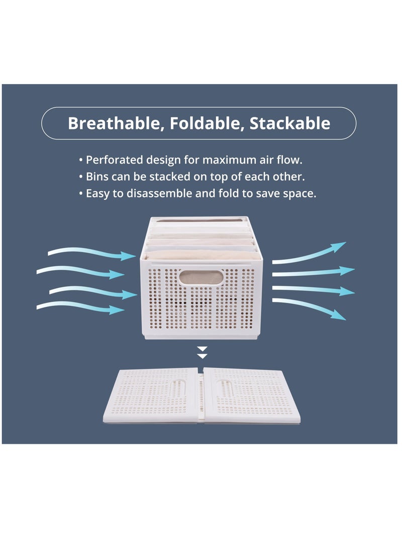 Zikra Closet Organizer, Storage Bin Container with Removable Dividers for Wardrobe & Drawers, Clothes Organizer, Office Organization, Pantry Organizer, Sturdy, Stackable & Foldable, Medium - Image 3