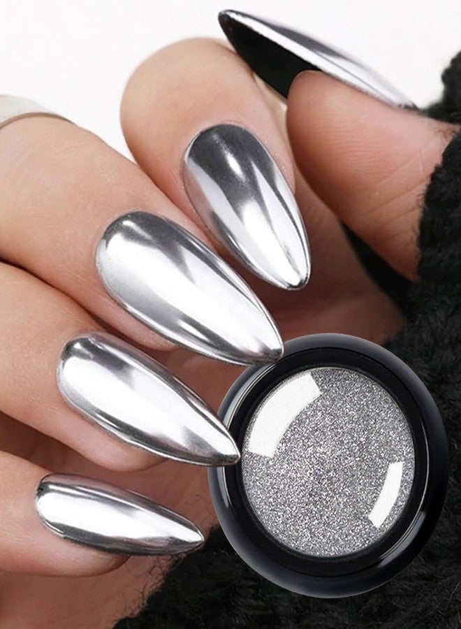 INOG 3 Colors Chrome Nail Powder Set Reflective Glitter Metallic Mirror Effect for Nails Art Design 3D Holographic Silver Rose Gold Pigment Flash Light Crome Paillette Dust with 3 Tools - Image 3