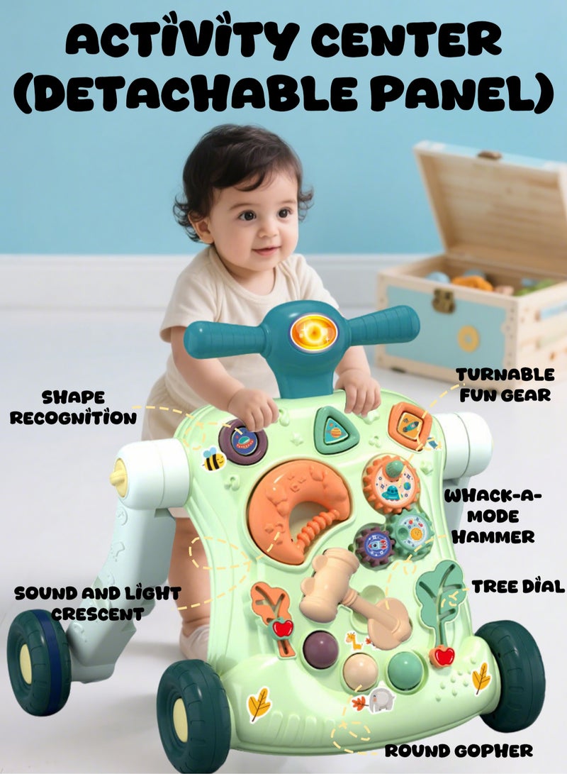 مي فازا مشاية أطفال 6 في 1، مشاية أطفال تدفعها الفتيات والأولاد، مشاية تعلمية من الجلوس إلى الوقوف، مشايات أطفال تدفعها يمكن تجميعها كعربة/سكوتر/دراجة نارية/مركز أنشطة، مشاية أطفال تدفعها، مركز أنشطة موسيقية للأطفال من عمر 12 إلى 36 شهرًا - أخضر - Image 3