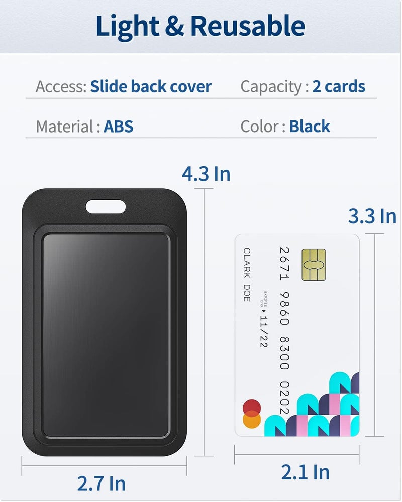 Uniclife 1 Pack Sliding ID Badge Holder Hard Black Vertical Plastic Card Case Protector Pouch with Clear Window for Office School ID Credit Cards Proximity Key Cards Driver’s Licenses and Passes - Image 5