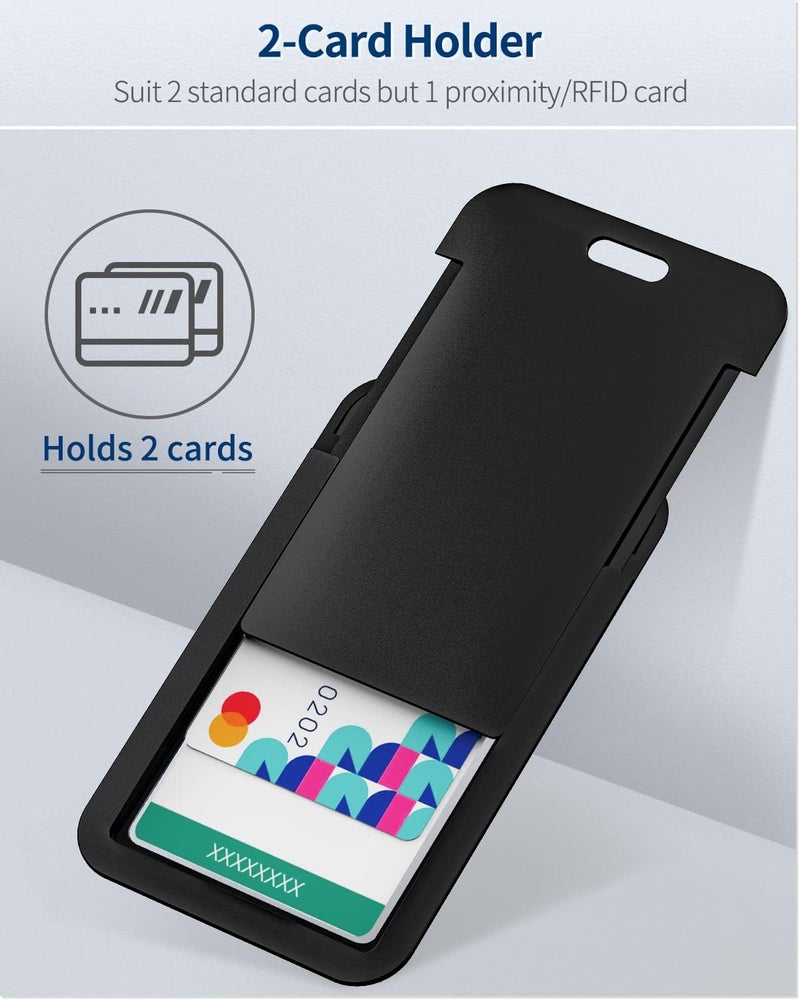 Uniclife 1 Pack Sliding ID Badge Holder Hard Black Vertical Plastic Card Case Protector Pouch with Clear Window for Office School ID Credit Cards Proximity Key Cards Driver’s Licenses and Passes - Image 3
