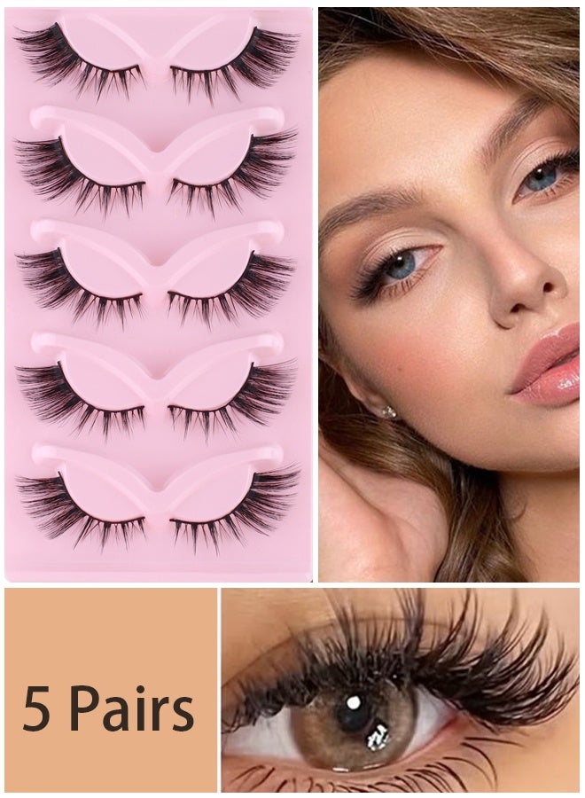 رموش صناعية طبيعية طويلة الأمد قابلة لإعادة الاستخدام، مناسبة للحفلات النسائية، رموش صناعية ثلاثية الأبعاد (5 أزواج) - Image 1