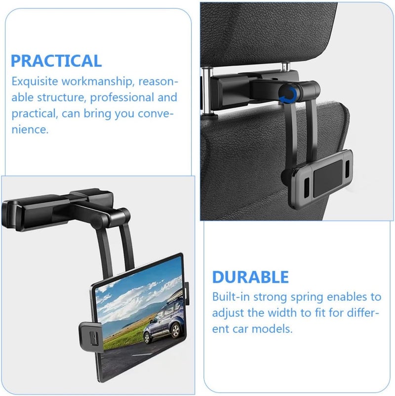 Headrest Tablet Mount and Phone Holder Adjustable Backseat Tablet Stand for Smartphones and Compatible with Most Devices - Image 3