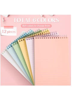 KASTWAVE Spiral Notebooks, 12 Pcs Top Bound Spiral Notebook, A5 Steno Pads with Colorful PP Cover Ruled Lined Paper 80 Sheets (160 Pages) Journal Notepad forStudy and Notes, 6 Colors  - Image 4