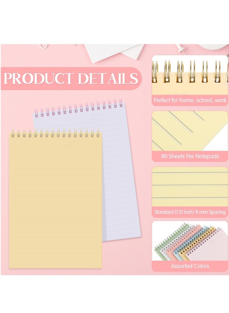 KASTWAVE - Spiral Notebooks, 12 Pcs Top Bound Spiral Notebook, A5 Steno Pads with Colorful PP Cover Ruled Lined Paper 80 Sheets (160 Pages) Journal Notepad forStudy and Notes, 6 Colors - Image 1