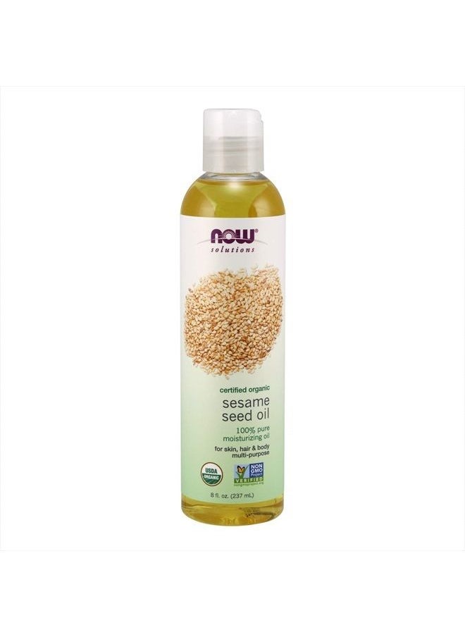 now - Solutions, Organic Sesame Seed Oil, 100% Pure Moisturizing Oil for Skin and Hair, with Vitamins, Minerals and Phytonutrients, 8-Ounce - Image 1