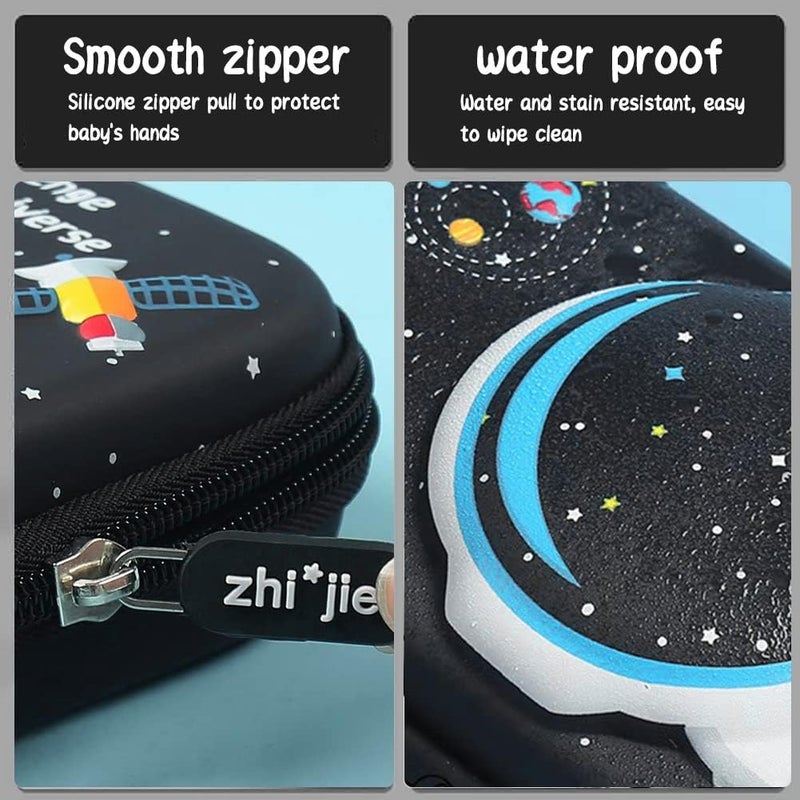 Pencil Case for Kids Boys 3D Astronaut Large Capacity Waterproof Pencil Box with Compartments Cute Pen Pouch for Kindergarten and School (Black) - Image 2