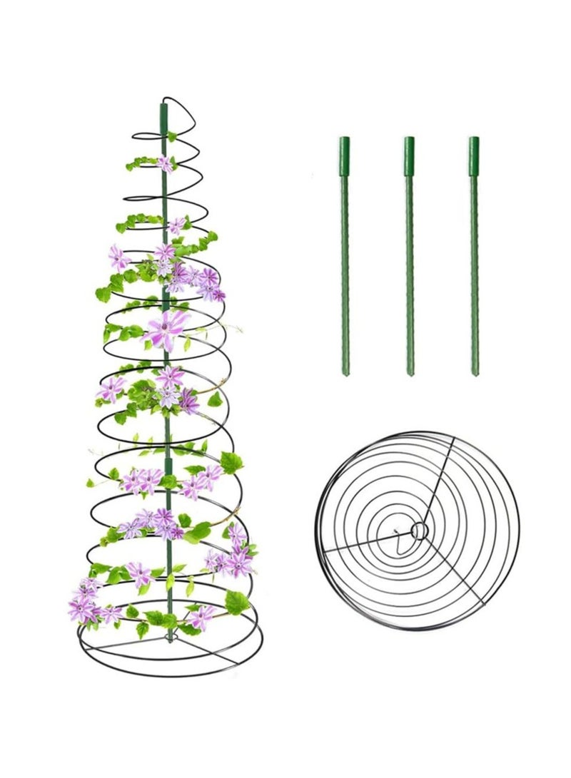 CMGTYYD Pea Trellis Green Bean Trellis for Garden,Trellis Climbing Plant Stand Garden Folded Sugar Tower Support Trellis with Strut,Outdoor Metal Rustproof Growing Cage for Vine Vegetable Flower-1 Set - Image 1