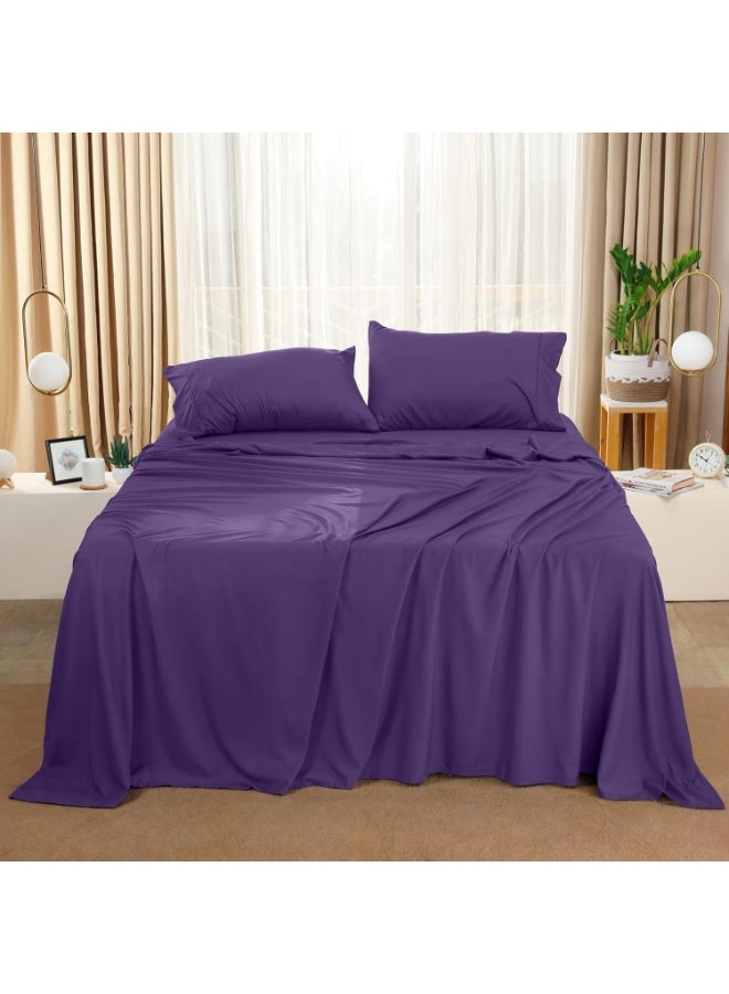 Utopia Bedding Queen Sheet Set â€“ 4 Piece Bed Sheets for Queen Size Bed, Soft and Breathable Microfiber, Includes 1 Fitted Sheet, 1 Flat Sheet and 2 Pillowcases (Egg Plant) - Image 3
