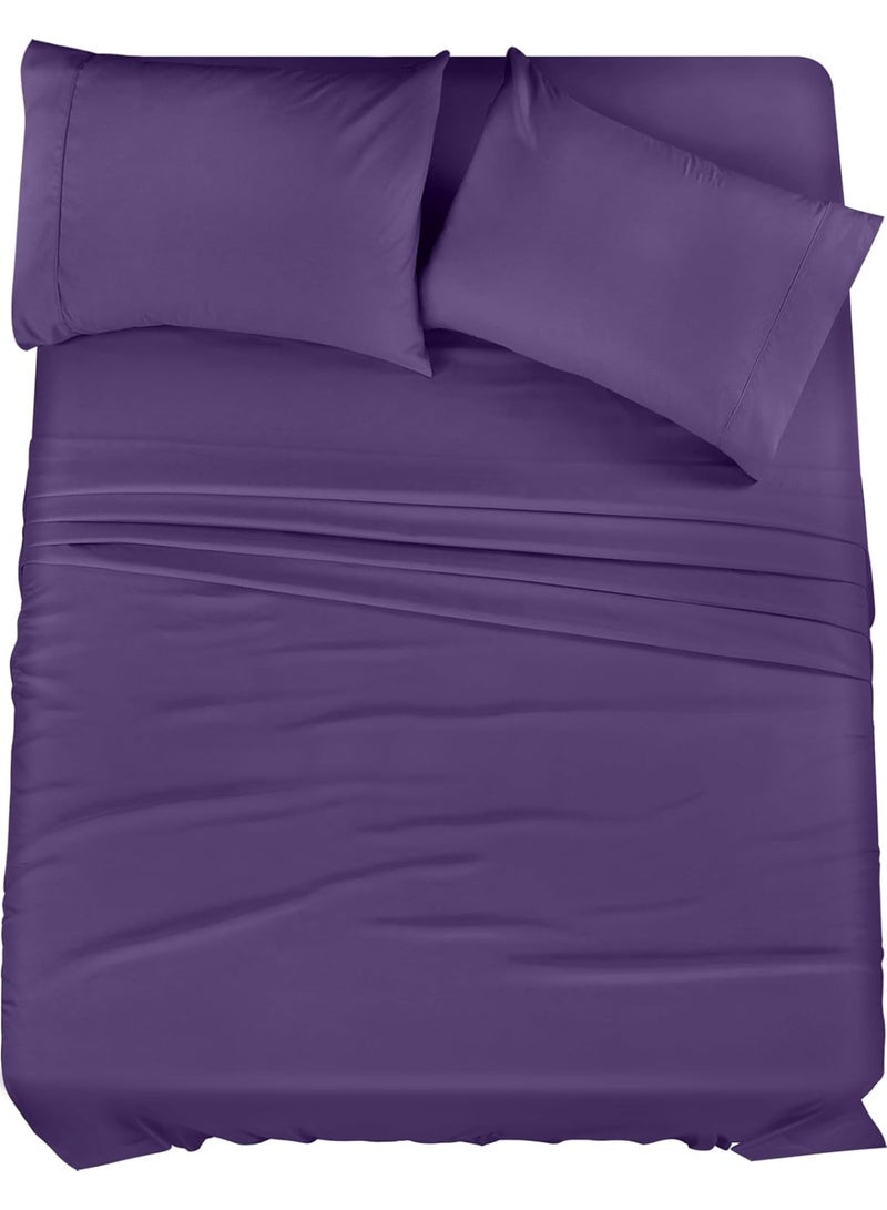 Utopia Bedding Queen Sheet Set â€“ 4 Piece Bed Sheets for Queen Size Bed, Soft and Breathable Microfiber, Includes 1 Fitted Sheet, 1 Flat Sheet and 2 Pillowcases (Egg Plant) - Image 1
