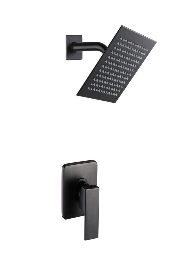POP SANITARYWARE Matte Black Shower Faucet Set, Bathroom Rainfall Shower System with Stainless Steel Metal Showerhead, Single Function Shower Trim Kit with Rough-in Valve - Image 1