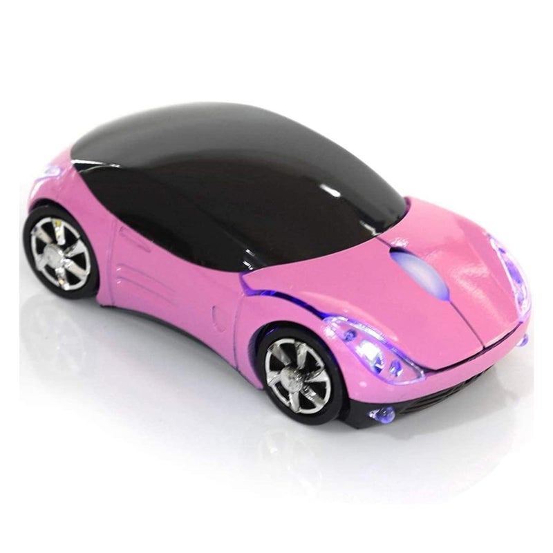 WenTigDY Pink Mouse,Cute Car Mouse with USB Reciver 1600DPI Optical 2.4G for PC Computer Laptop Tablet for Win XP/Vista/Win7/ME/2000/for Mac OS(Cute) - Image 1