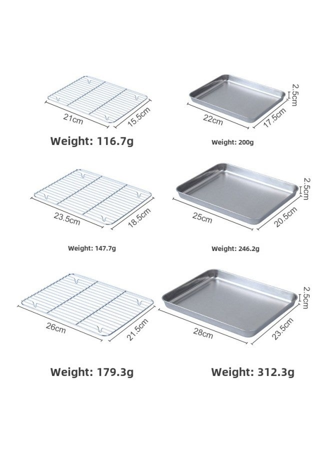 Japanese Style Flat Bottom 304 Stainless Steel Grill Net Square Dish Draining Tray Special For Oven Grilling Oil Draining Dish Plate-Specifications:22*17.5*2.5cm-Color:430 Square Plate With 201 Grilling Net  - Image 4