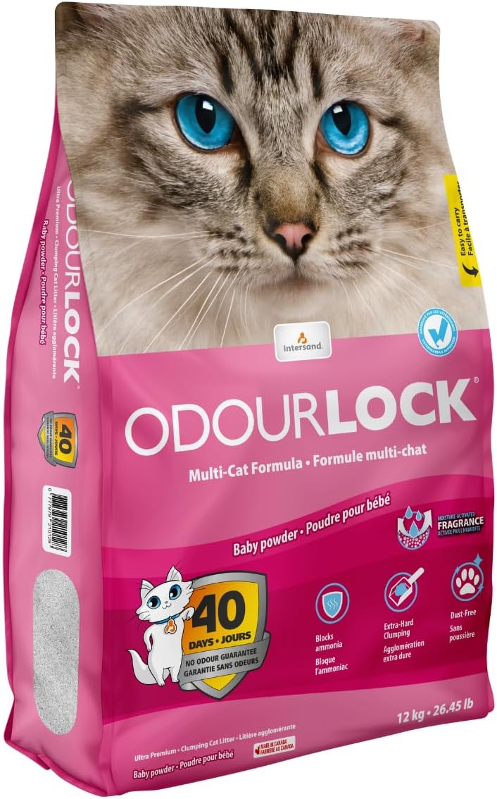 ODOURLOCK Cat Litter, 12KG, Baby Powder Scent, Pack of 1 - Image 2