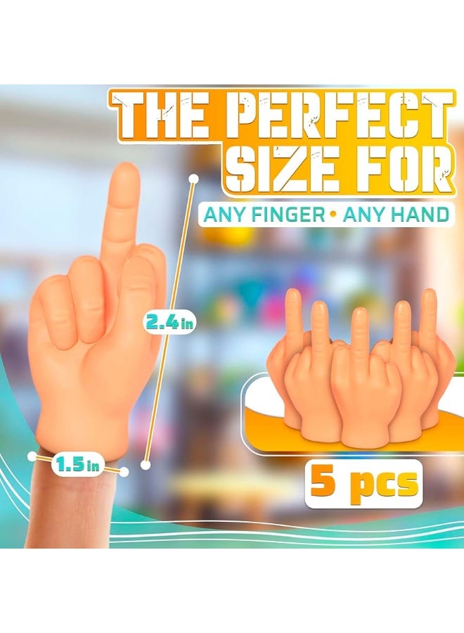 DIMROM 5Pcs Middle Finger Hands Tiny Hands for Fingers - Fake Hand Small Hands Fake Finger Hand Little Hands Mini Gifts Small Hands for Fingers - Hand Puppets for Adults - Image 2