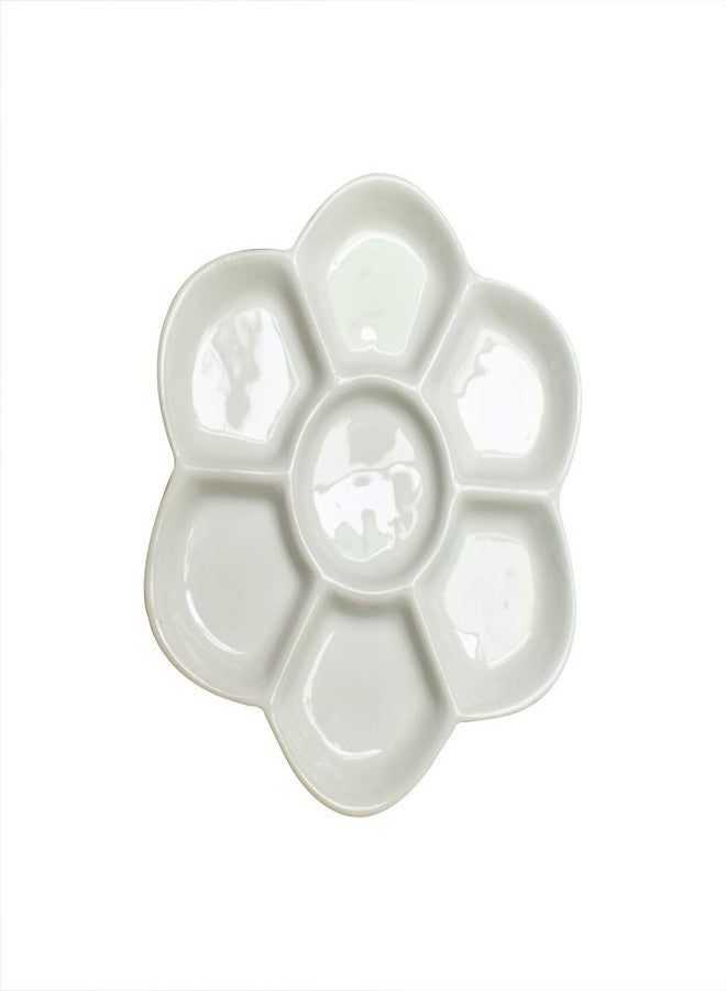 Yuauy 5" Diameter Flower Paint Palette Glazed Watercolor Painting Mixing Ceramic Palette - Image 2