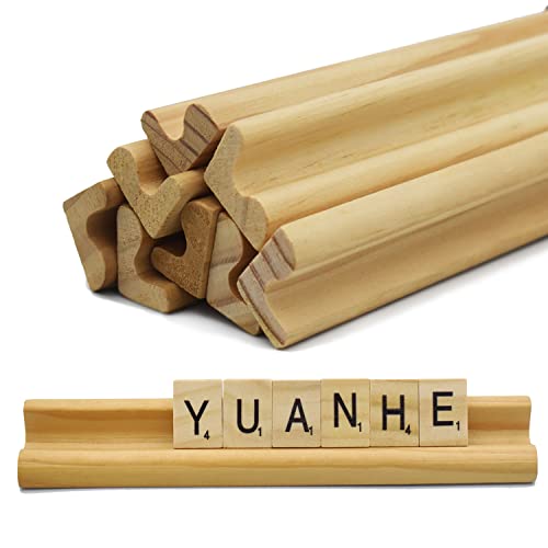 Yuanhe Scrabble Letter Tile Holders - Wooden Scrabble Rack Tray Set of 8, for Crafts and Game Stands - Image 1