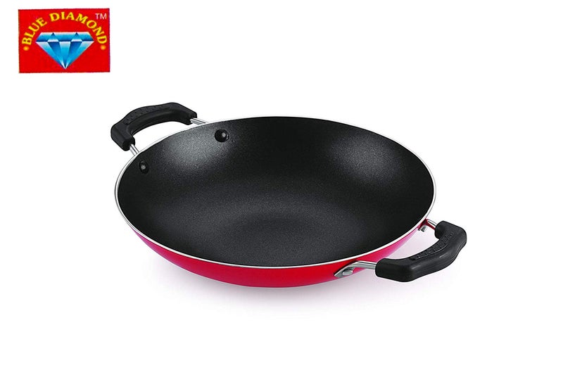 Blue Diamond Xtend Diamond Appachetty Non-Stick Aluminium Appachatti with Stainless Steel lid, 2.6mm, Red/Black, 23cm, Gas Compatible - Image 3
