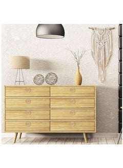 KASTWAVE Wooden Drawer Knobs, Rattan Dresser Knobs Round Handmade Wicker Woven and Screws for Boho Furniture Knobs Cabinets Dresser Handles Hardware Pulls Cabinet Knobs Wood Color 35*30mm  - Image 5