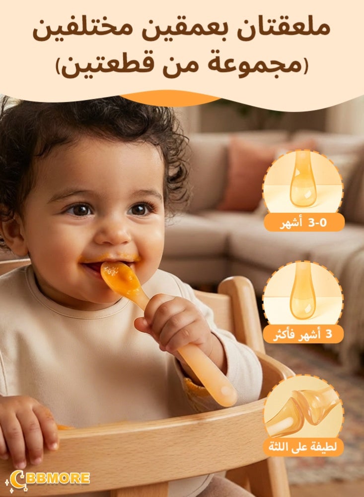 BBMORE 2Pack Soft Silicone Baby Feeding Shallow Spoon with Storage Box, BPA-Free, Gum-Friendly & Ergonomic Training Spoon for Babies 4 Months+, Infants & Toddlers, First Stage Self-Feeding, Dishwasher & Boil-Proof - Image 2