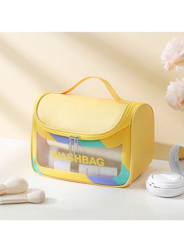 Swift Travel Toiletry Bag for women, Waterproof Cosmetic Wash Bag with Handy Handle, Large Capacity Makeup Cosmetic Bag Yellow 