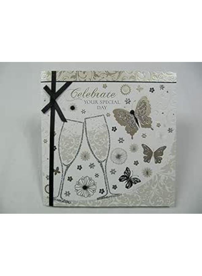 Creme Bulee STUNNING TOP RANGE RIBBON & JEWELS CELEBRATE 3D BIRTHDAY GREETING CARD