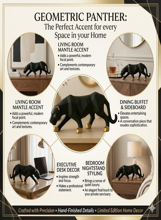 AABCO Premium Black and Golden Panther Home Decor/Stylish Panther Statue for Modern Home Decor/Decorative Showpiece/Designer Panther's Showpiece for Bedroom & Office - Image 3