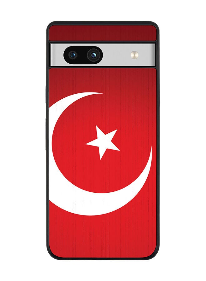 Stylizedd Rugged Black edge case for Google Pixel 7a 5G Slim fit Soft Case Flexible Rubber Edges Anti Drop TPU Gel Thin Cover -  Flag Of Turkey - Image 1