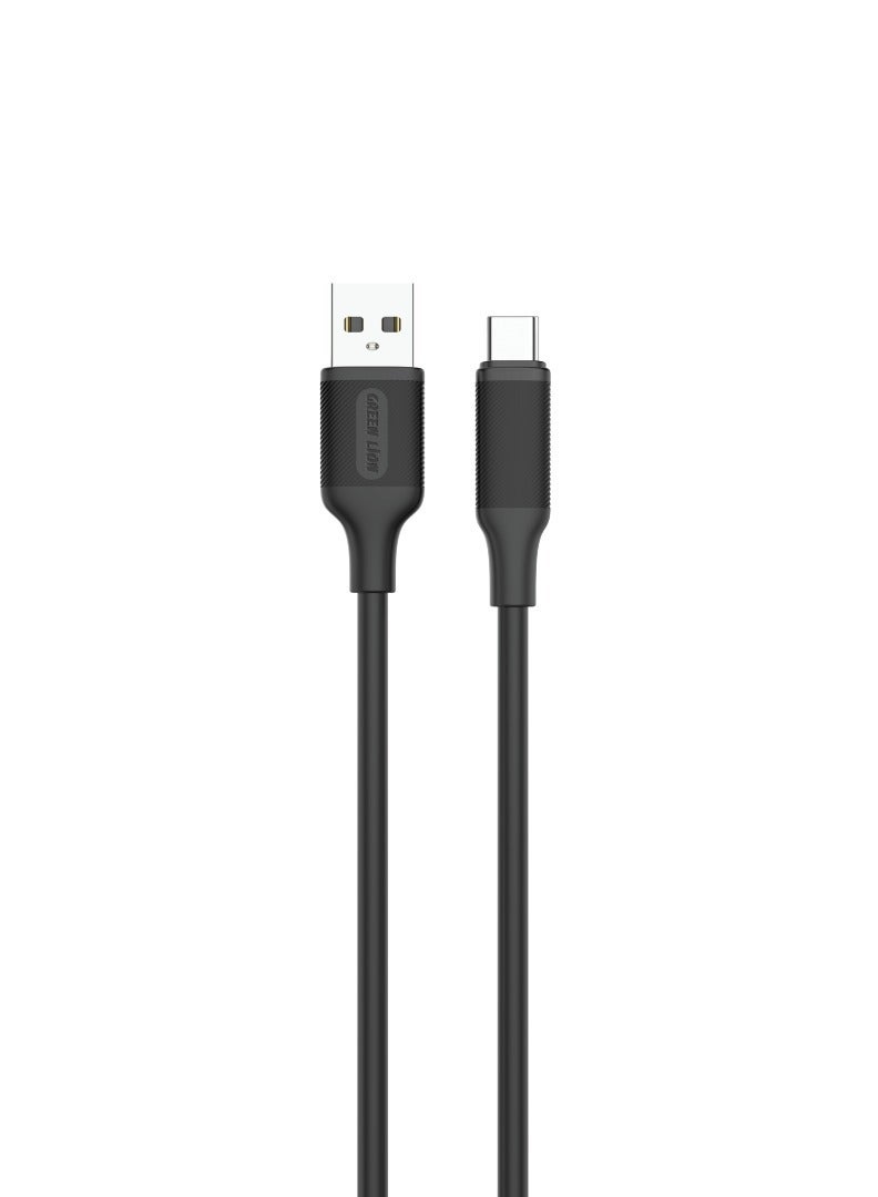 GREEN LION USB-A to USB-C PVC Cable 3M / 480mbps Transfer Speed / Quick Charge Capability / Wide Compatibility / 10000 Bends Life Span / Secure & Safe / Charge & Sync - Black - Image 1